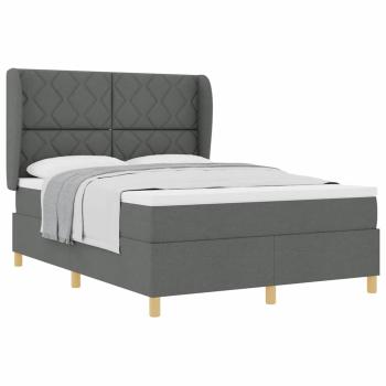 Boxspringbett mit Matratze Dunkelgrau 140x200 cm Stoff