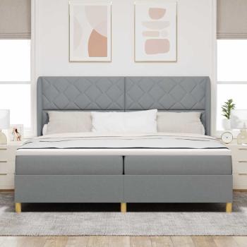 Boxspringbett mit Matratze Hellgrau 200x200 cm Stoff
