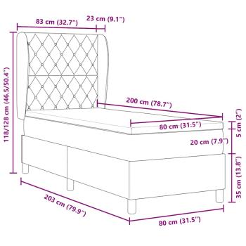 Boxspringbett mit Matratze Hellgrau 80x200 cm Samt