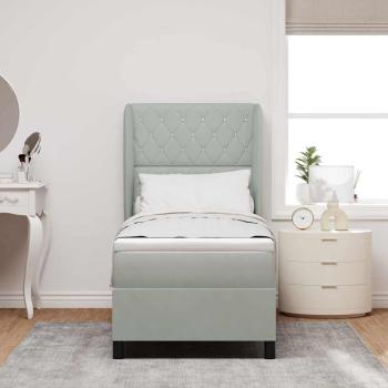 Boxspringbett mit Matratze Hellgrau 80x200 cm Samt