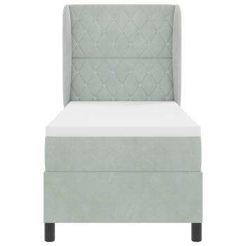 Boxspringbett mit Matratze Hellgrau 80x200 cm Samt
