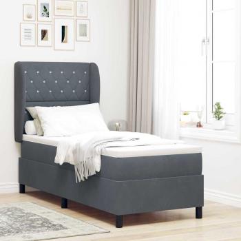 ARDEBO.de - Boxspringbett mit Matratze Dunkelgrau 80x200 cm Samt