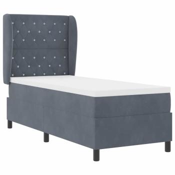 Boxspringbett mit Matratze Dunkelgrau 80x200 cm Samt