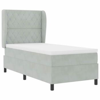Boxspringbett mit Matratze Hellgrau 90x200 cm Samt