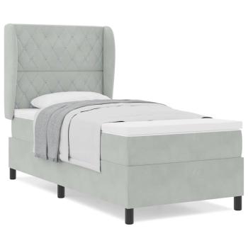 Boxspringbett mit Matratze Hellgrau 90x200 cm Samt