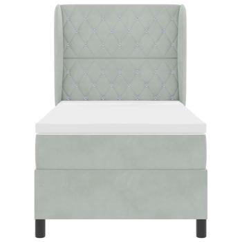 Boxspringbett mit Matratze Hellgrau 90x200 cm Samt