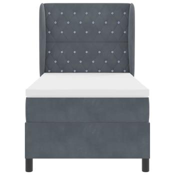 Boxspringbett mit Matratze Dunkelgrau 90x200 cm Samt