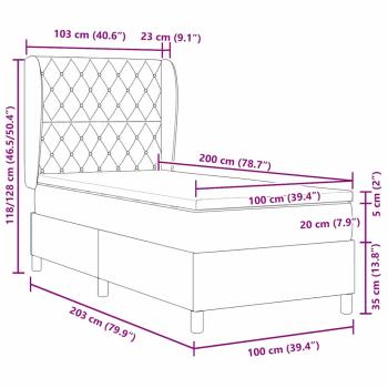 Boxspringbett mit Matratze Hellgrau 200 x 100 cm Samt
