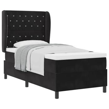 Boxspringbett mit Matratze Schwarz 100x200 cm Samt