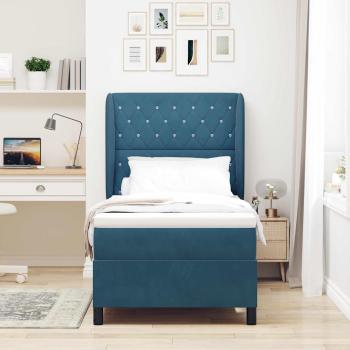 Boxspringbett mit Matratze Dunkelblau 100x200 cm Samt