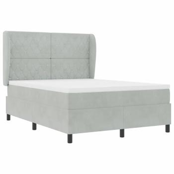 Boxspringbett mit Matratze Hellgrau 140x190 cm Samt