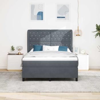 Boxspringbett mit Matratze Dunkelgrau 140x190 cm Samt