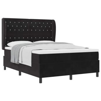 Boxspringbett mit Matratze Schwarz 140x190 cm Samt