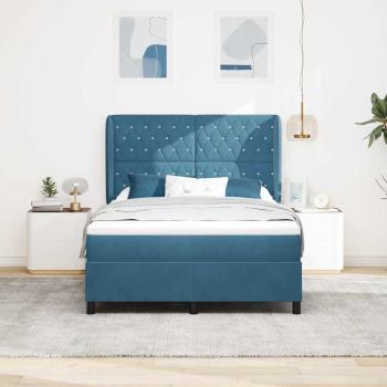Boxspringbett mit Matratze Dunkelblau 140x190 cm Samt