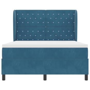 Boxspringbett mit Matratze Dunkelblau 140x190 cm Samt