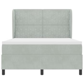 Boxspringbett mit Matratze Hellgrau 140x200 cm Samt