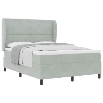 Boxspringbett mit Matratze Hellgrau 140x200 cm Samt