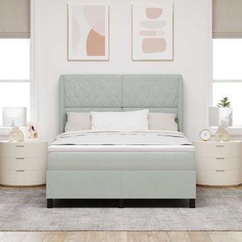 Boxspringbett mit Matratze Hellgrau 160x200 cm Samt