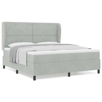 Boxspringbett mit Matratze Hellgrau 180x200 cm Samt