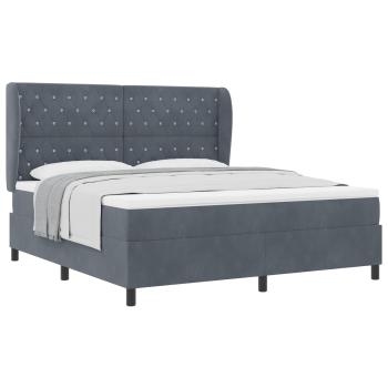 Boxspringbett mit Matratze Dunkelgrau 180x200 cm Samt