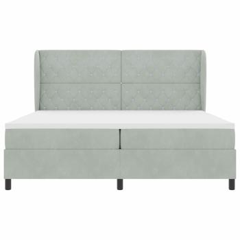 ARDEBO.de - Boxspringbett mit Matratze Hellgrau 200x200 cm Samt