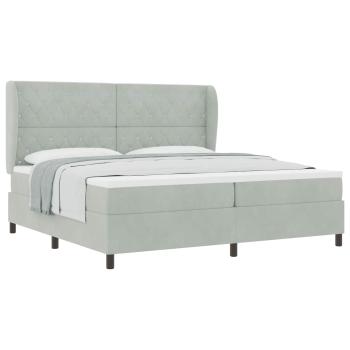 Boxspringbett mit Matratze Hellgrau 200x200 cm Samt