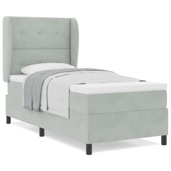 Boxspringbett mit Matratze Hellgrau 80x200 cm Samt