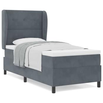Boxspringbett mit Matratze Dunkelgrau 80x200 cm Samt