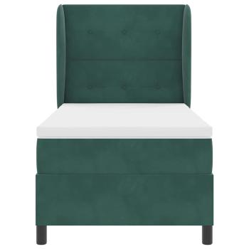 Boxspringbett mit Matratze Dunkelgrün 90x190 cm Samt