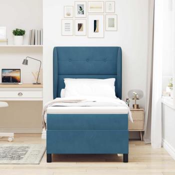 Boxspringbett mit Matratze Dunkelblau 90x190 cm Samt
