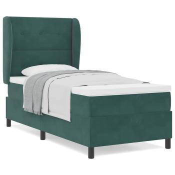 Boxspringbett mit Matratze Dunkelgrün 90x200 cm Samt