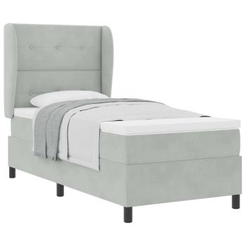 Boxspringbett mit Matratze Hellgrau 100x200 cm Samt