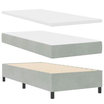 Boxspringbett mit Matratze Hellgrau 100x200 cm Samt