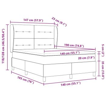 Boxspringbett mit Matratze Dunkelgrau 140x190 cm Samt