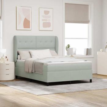 ARDEBO.de - Boxspringbett mit Matratze Hellgrau 140x200 cm Samt