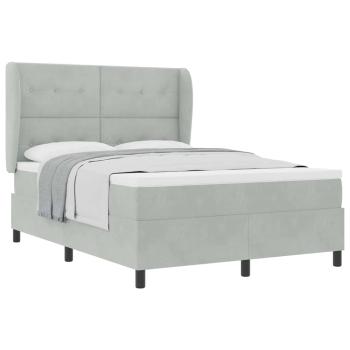 Boxspringbett mit Matratze Hellgrau 140x200 cm Samt
