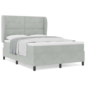 Boxspringbett mit Matratze Hellgrau 140x200 cm Samt