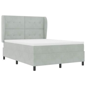 Boxspringbett mit Matratze Hellgrau 140x200 cm Samt
