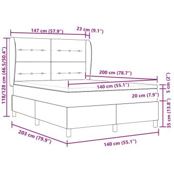 Boxspringbett mit Matratze Dunkelgrau 140x200 cm Samt