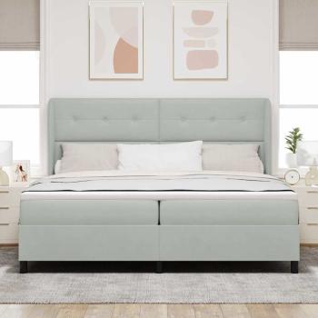 Boxspringbett mit Matratze Hellgrau 200x200 cm Samt