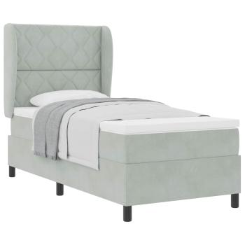 Boxspringbett mit Matratze Hellgrau 90x190 cm Samt