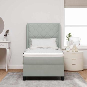 ARDEBO.de - Boxspringbett mit Matratze Hellgrau 90x200 cm Samt