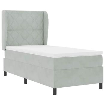 Boxspringbett mit Matratze Hellgrau 90x200 cm Samt