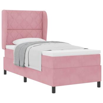 Boxspringbett mit Matratze Rosa 90x200 cm Samt