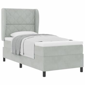 Boxspringbett mit Matratze Hellgrau 100x200 cm Samt