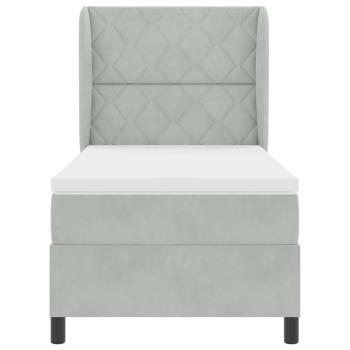 Boxspringbett mit Matratze Hellgrau 100x200 cm Samt