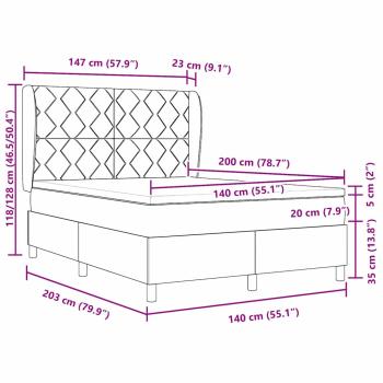 Boxspringbett mit Matratze Hellgrau 140x200 cm Samt