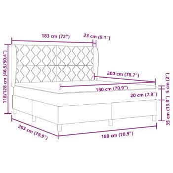 Boxspringbett mit Matratze Hellgrau 180x200 cm Samt