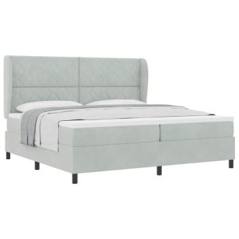 Boxspringbett mit Matratze Hellgrau 200x200 cm Samt