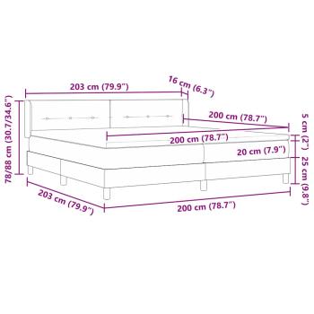 Dunkelgraues Boxspringbett mit Matratze 200x200 cm Stoff